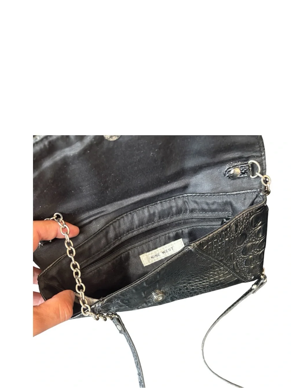 Nine West Black Croc-Embossed Shoulder Bag - Unbranded